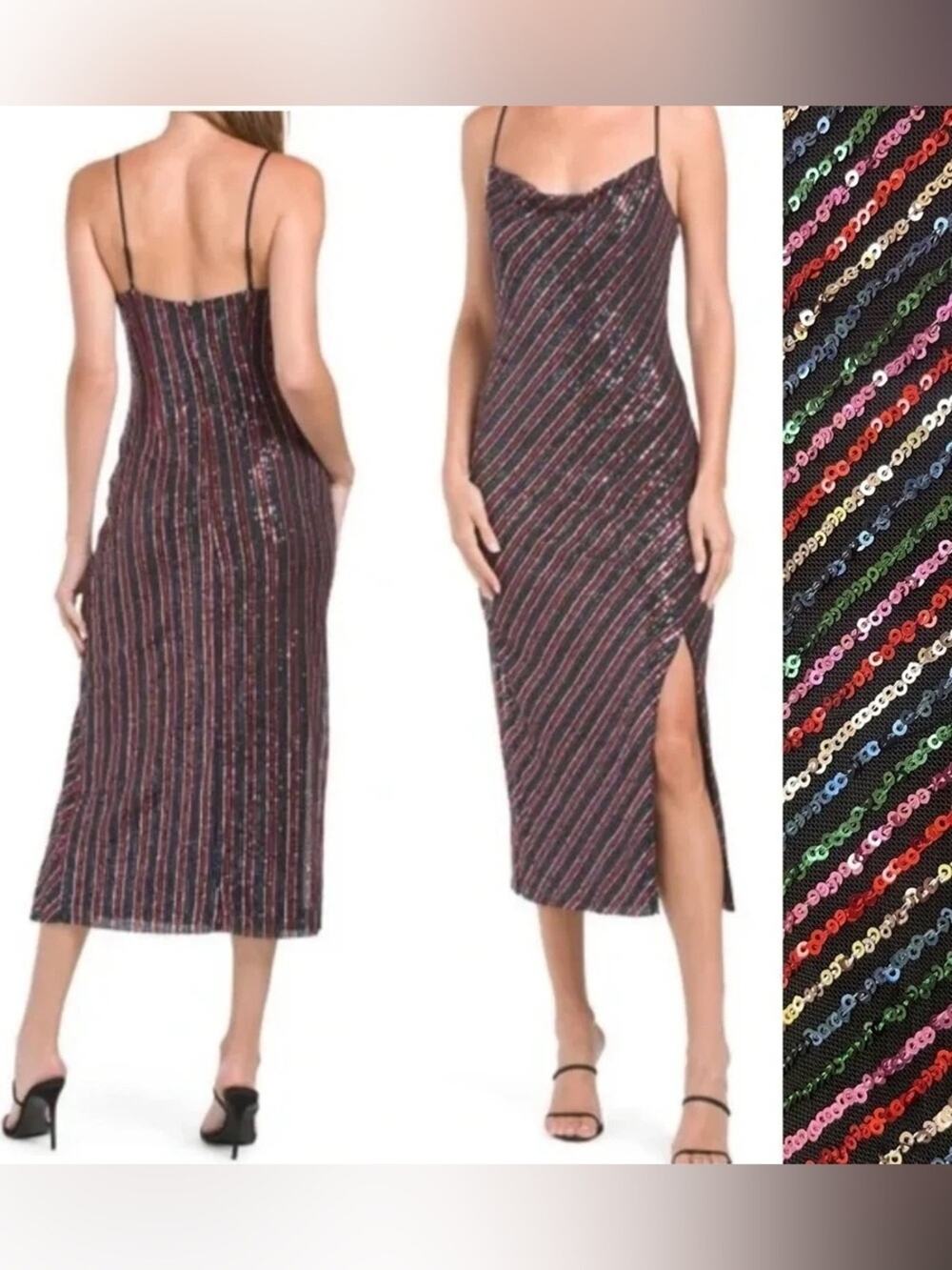 Laundry By Shelli Segal Rainbow Sequins Midi Dress